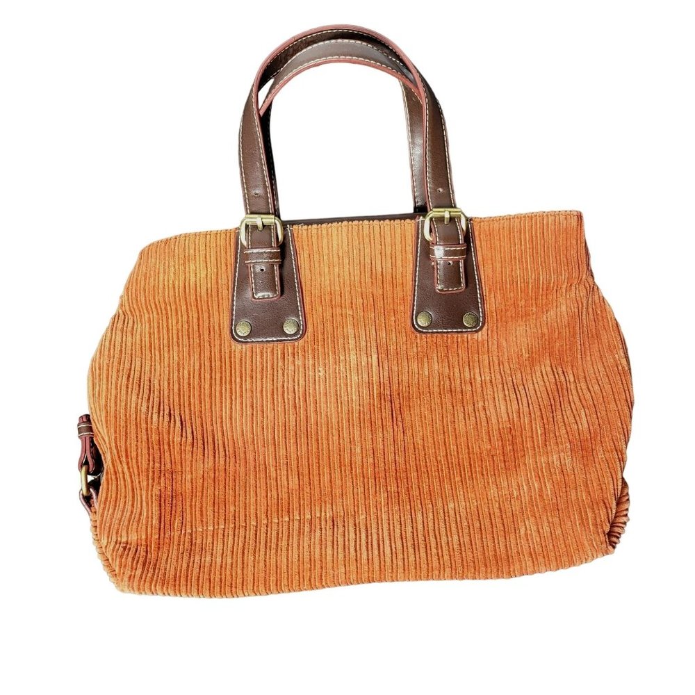 Tommy Hilfiger Orange and Brown Corduroy Purse Handbag Y2K Retro Fall Preppy